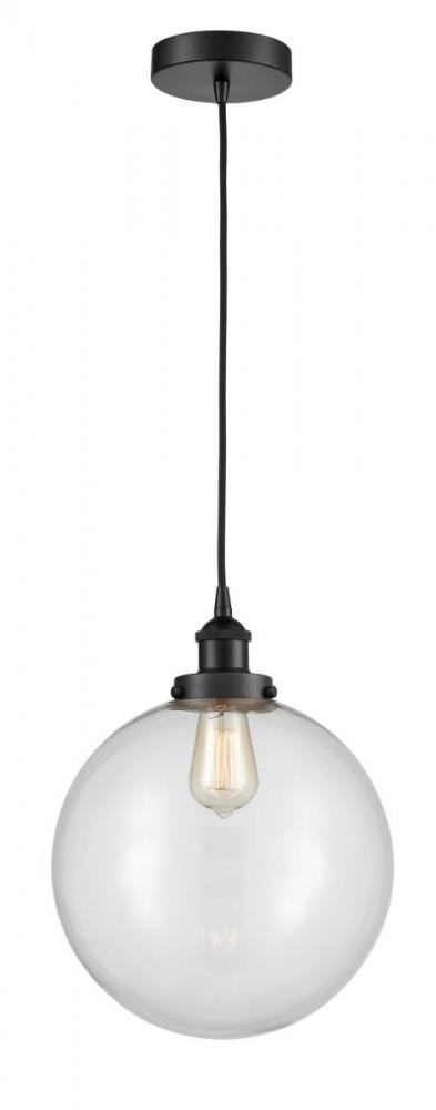 Beacon - 1 Light - 12 inch - Matte Black - Cord hung - Mini Pendant