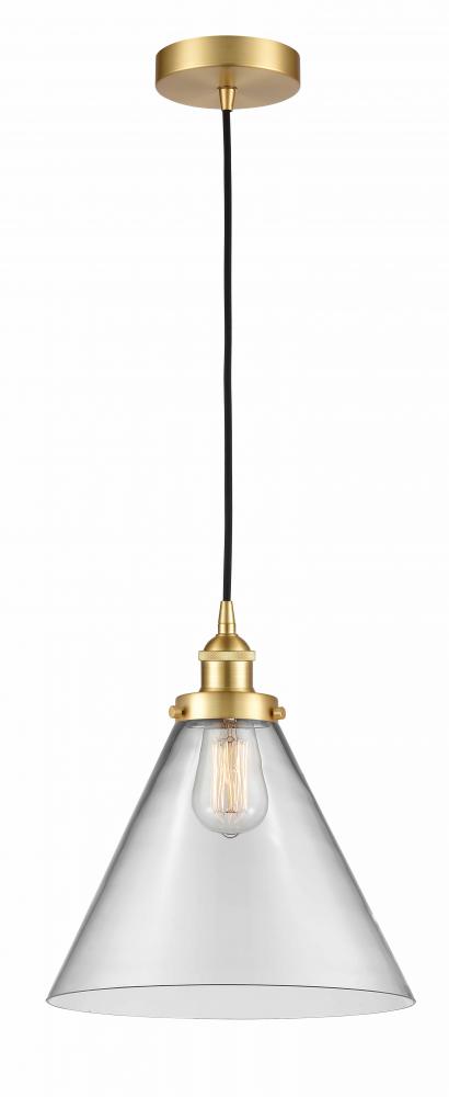 Cone - 1 Light - 12 inch - Satin Gold - Cord hung - Mini Pendant