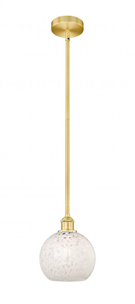 White Mouchette - 1 Light - 8 inch - Satin Gold - Stem Hung - Mini Pendant