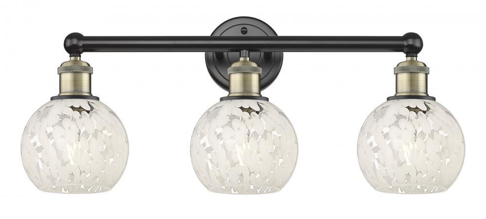 White Mouchette - 3 Light - 24 inch - Black Antique Brass - Bath Vanity Light