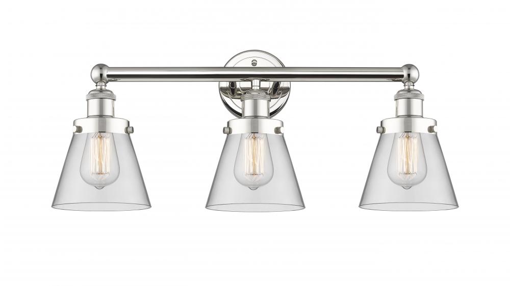 Cone - 3 Light - 24 inch - Polished Nickel - Bath Vanity Light