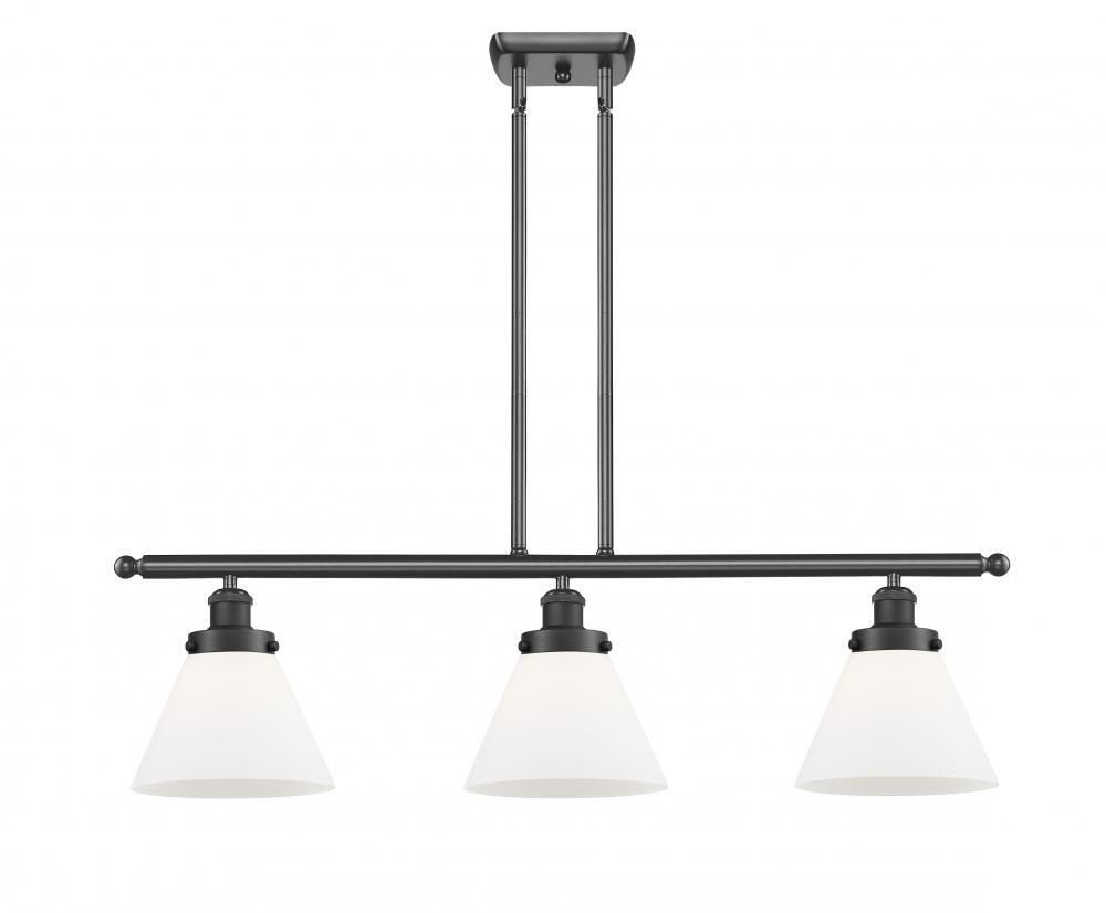 Cone - 3 Light - 36 inch - Matte Black - Stem Hung - Island Light