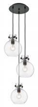  113-410-1PS-BK-G410-8CL - Newton Sphere - 3 Light - 16 inch - Matte Black - Multi Pendant