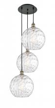 Innovations Lighting 113B-3P-BAB-G1215-12 - Athens Water Glass - 3 Light - 19 inch - Black Antique Brass - Cord Hung - Multi Pendant