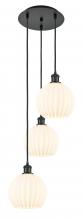 Innovations Lighting 113B-3P-BK-G1217-8WV - White Venetian - 3 Light - 15 inch - Matte Black - Cord Hung - Multi Pendant