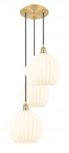 Innovations Lighting 113B-3P-SG-G1217-12WV - White Venetian - 3 Light - 19 inch - Satin Gold - Cord Hung - Multi Pendant