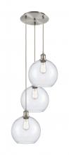  113B-3P-SN-G124-10 - Athens - 3 Light - 17 inch - Brushed Satin Nickel - Cord Hung - Multi Pendant