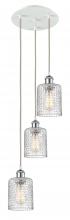  113B-3P-WPC-G112C-5CL - Cobbleskill - 3 Light - 12 inch - White Polished Chrome - Cord Hung - Multi Pendant