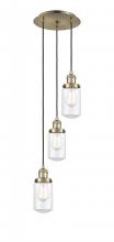  113F-3P-AB-G312 - Dover - 3 Light - 11 inch - Antique Brass - Cord hung - Multi Pendant