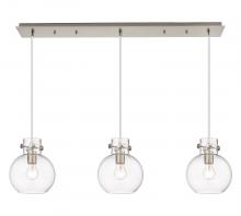  123-410-1PS-SN-G410-8CL - Newton Sphere - 3 Light - 40 inch - Brushed Satin Nickel - Linear Pendant