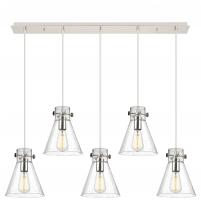  125-410-1PS-PN-G411-8SDY - Newton Cone - 5 Light - 40 inch - Polished Nickel - Linear Pendant