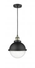 Innovations Lighting 201C-BAB-HFS-84-BK - Hampden - 1 Light - 9 inch - Black Antique Brass - Cord hung - Mini Pendant