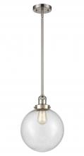 Innovations Lighting 201S-SN-G204-10-LED - Beacon - 1 Light - 10 inch - Brushed Satin Nickel - Stem Hung - Mini Pendant