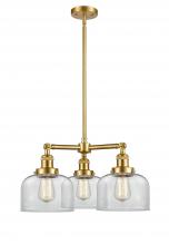 Innovations Lighting 207-SG-G72-LED - Bell - 3 Light - 22 inch - Satin Gold - Stem Hung - Chandelier