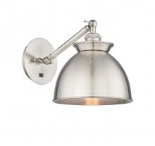 Innovations Lighting 317-1W-SN-M14-SN - Adirondack - 1 Light - 8 inch - Brushed Satin Nickel - Sconce