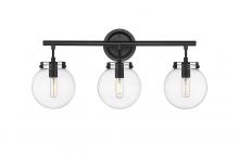 Innovations Lighting 351-3W-BK-CL-LED - Span - 3 Light - 25 inch - Matte Black - Bath Vanity Light