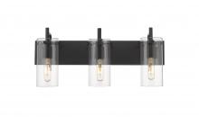 Innovations Lighting 352-3W-BK-CL-LED - Press - 3 Light - 24 inch - Matte Black - Bath Vanity Light