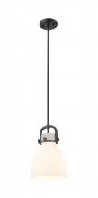 Innovations Lighting 410-1SS-BK-G412-8WH - Newton Bell - 1 Light - 8 inch - Matte Black - Mini Pendant