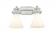 Innovations Lighting 410-2W-SN-G411-7WH - Newton Cone - 2 Light - 17 inch - Satin Nickel - Bath Vanity Light