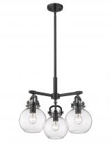 Innovations Lighting 410-3CR-BK-G410-7CL - Newton Sphere - 3 Light - 21 inch - Matte Black - Pendant