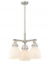  410-3CR-SN-G412-7WH - Newton Bell - 3 Light - 21 inch - Satin Nickel - Pendant