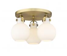 Innovations Lighting 410-3F-BB-G410-7WH - Newton Sphere - 3 Light - 18 inch - Brushed Brass - Flush Mount