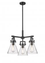 Innovations Lighting 411-3CR-BK-G411-7CL - Newton Cone - 3 Light - 21 inch - Matte Black - Pendant