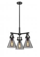  411-3CR-BK-G411-7SM - Newton Cone - 3 Light - 21 inch - Matte Black - Pendant