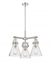 Innovations Lighting 411-3CR-PN-G411-7CL - Newton Cone - 3 Light - 21 inch - Polished Nickel - Pendant