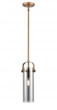 Innovations Lighting 423-1S-BB-G423-12SM - Pilaster II Cylinder - 1 Light - 12 inch Long Glass - Brushed Brass - Pendant