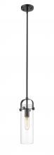 Innovations Lighting 423-1S-BK-4CL-LED - Pilaster - 1 Light - 12 inch Long Glass - Matte Black - Stem hung - Mini Pendant