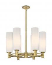  434-6CR-BB-G434-12WH - Crown Point - 6 Light - 24 inch - Brushed Brass - Chandelier