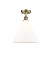 Innovations Lighting 516-1C-AB-GBC-121 - Berkshire - 1 Light - 12 inch - Antique Brass - Semi-Flush Mount