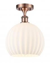 Innovations Lighting 516-1C-AC-G1217-10WV - White Venetian - 1 Light - 10 inch - Antique Copper - Semi-Flush Mount