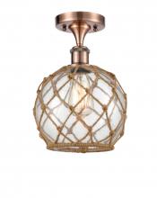 Innovations Lighting 516-1C-AC-G122-8RB - Farmhouse Rope - 1 Light - 8 inch - Antique Copper - Semi-Flush Mount