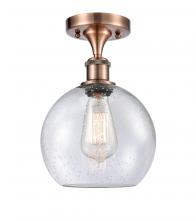 Innovations Lighting 516-1C-AC-G124-8 - Athens - 1 Light - 8 inch - Antique Copper - Semi-Flush Mount