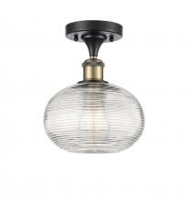 Innovations Lighting 516-1C-BAB-G555-8CL - Ithaca - 1 Light - 8 inch - Black Antique Brass - Semi-Flush Mount