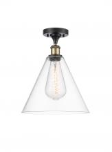 Innovations Lighting 516-1C-BAB-GBC-122 - Berkshire - 1 Light - 12 inch - Black Antique Brass - Semi-Flush Mount