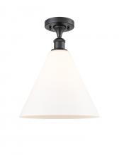 Innovations Lighting 516-1C-BK-GBC-121 - Berkshire - 1 Light - 12 inch - Matte Black - Semi-Flush Mount