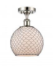 Innovations Lighting 516-1C-PN-G121-8CBK - Farmhouse Chicken Wire - 1 Light - 8 inch - Polished Nickel - Semi-Flush Mount