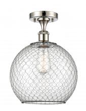 Innovations Lighting 516-1C-PN-G122-10CBK - Farmhouse Chicken Wire - 1 Light - 10 inch - Polished Nickel - Semi-Flush Mount