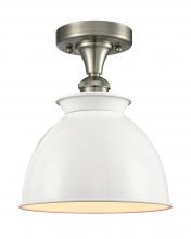 Innovations Lighting 516-1C-SN-M14-W - Adirondack - 1 Light - 8 inch - Brushed Satin Nickel - Semi-Flush Mount