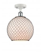 Innovations Lighting 516-1C-WPC-G121-10CBK - Farmhouse Chicken Wire - 1 Light - 10 inch - White Polished Chrome - Semi-Flush Mount