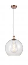 Innovations Lighting 516-1P-AC-G124-12 - Athens - 1 Light - 12 inch - Antique Copper - Cord hung - Mini Pendant