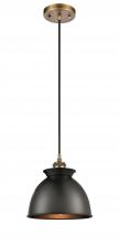 Innovations Lighting 516-1P-BB-M14-BK - Adirondack - 1 Light - 8 inch - Brushed Brass - Cord hung - Mini Pendant