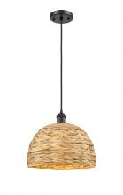 Innovations Lighting 516-1P-BK-RBD-12-NAT - Woven Rattan - 1 Light - 12 inch - Matte Black - Mini Pendant