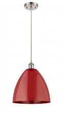 Innovations Lighting 516-1P-SN-MBD-12-RD - Plymouth - 1 Light - 12 inch - Brushed Satin Nickel - Cord hung - Mini Pendant