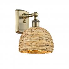 Innovations Lighting 516-1W-AB-RBD-8-NAT - Woven Rattan - 1 Light - 8 inch - Antique Brass - Sconce