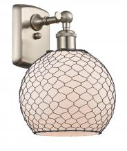 Innovations Lighting 516-1W-SN-G121-8CBK - Farmhouse Chicken Wire - 1 Light - 8 inch - Brushed Satin Nickel - Sconce