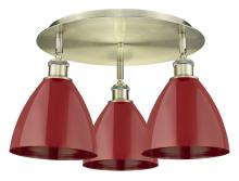 Innovations Lighting 516-3C-AB-MBD-75-RD - Plymouth - 3 Light - 19 inch - Antique Brass - Flush Mount